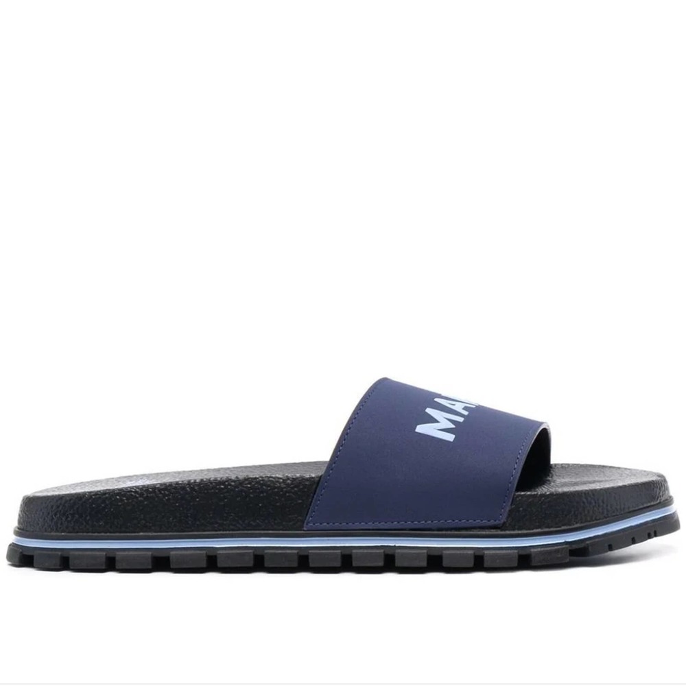 Marc Jacobs Navy Logo-Print Ridged Slides - Picture 3 of 4